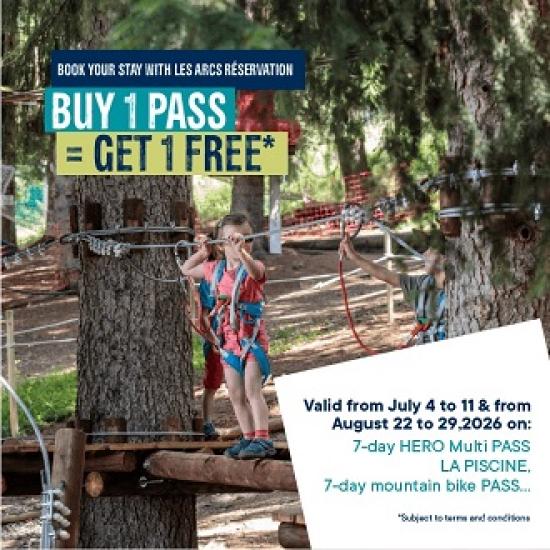 Les Arcs summer best deal : buy 1 pass get 1 for free